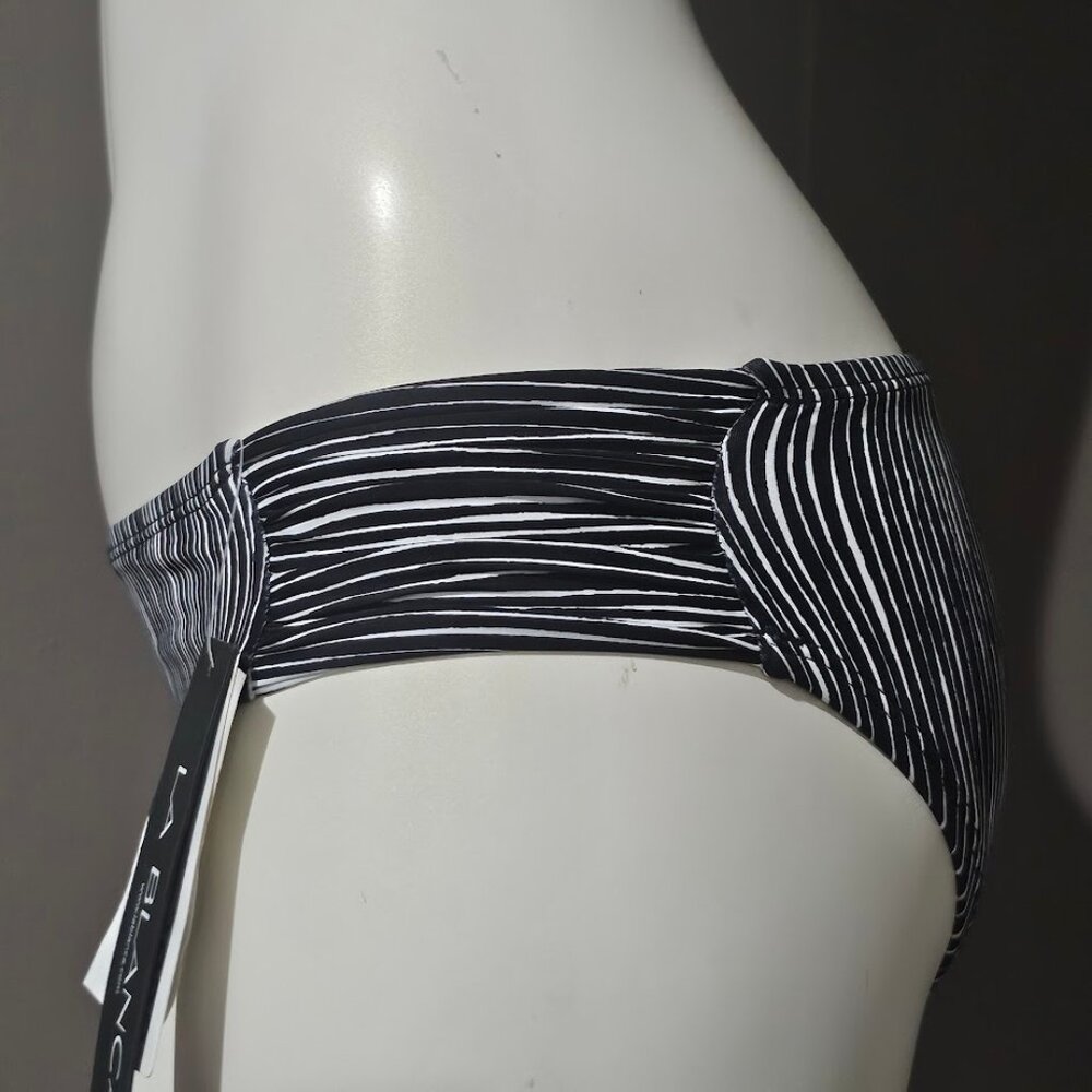 La Blanca Black & White Ripple Shirred Hipster Bikini Bottoms - Picture 3 of 10